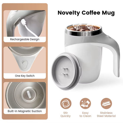 Automatic Mixer Cup Self Stirring Coffee Mug Electric Magnetic Rotating Milk Cup Rechargeable Stainless Steel Thermos Cup 380Ml