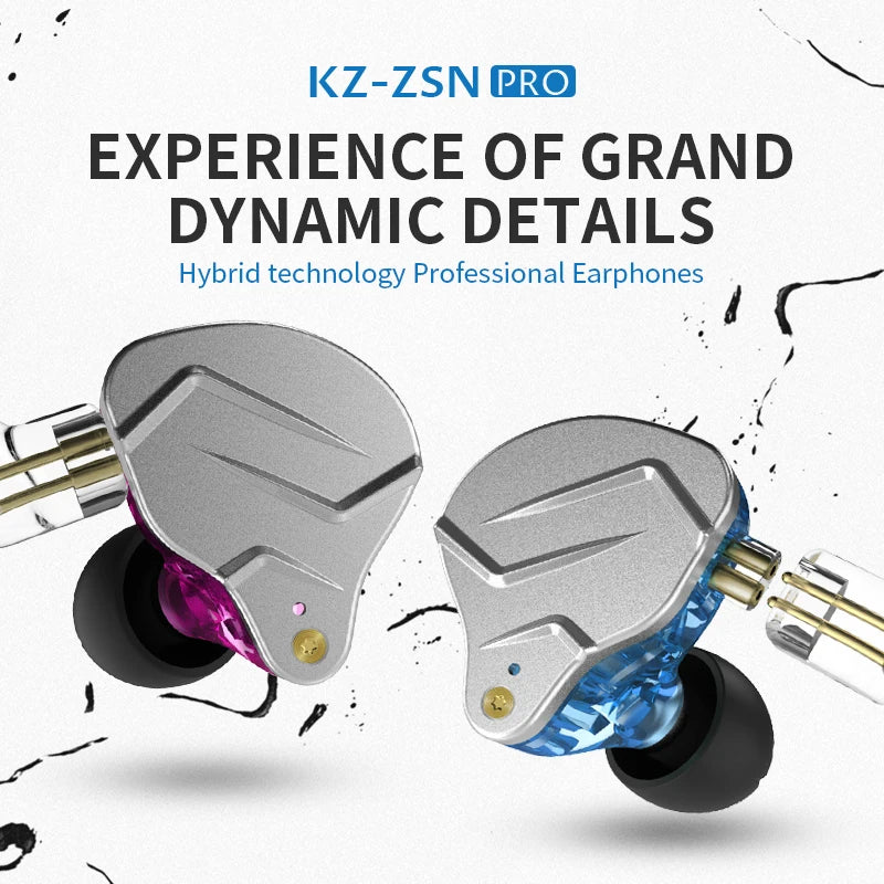 ZSN PRO 1BA+1DD Hybrid Technology HIFI Metal in Ear Earphones Bass Earbud Sport Noise Cancelling Headset ZS10 PRO ZST AS10