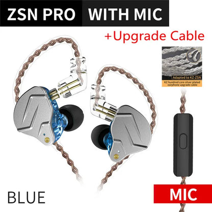 ZSN PRO 1BA+1DD Hybrid Technology HIFI Metal in Ear Earphones Bass Earbud Sport Noise Cancelling Headset ZS10 PRO ZST AS10