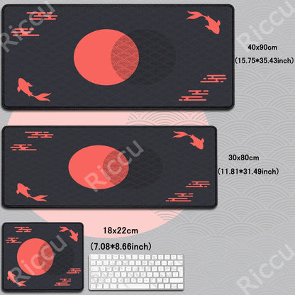 Anime Mousepad Koi Fish Yin-Yang Lock Edge Mouse Pad Computer Gaming Accessories Antislip Tapis De Souris Mausepad Keyboard Desk